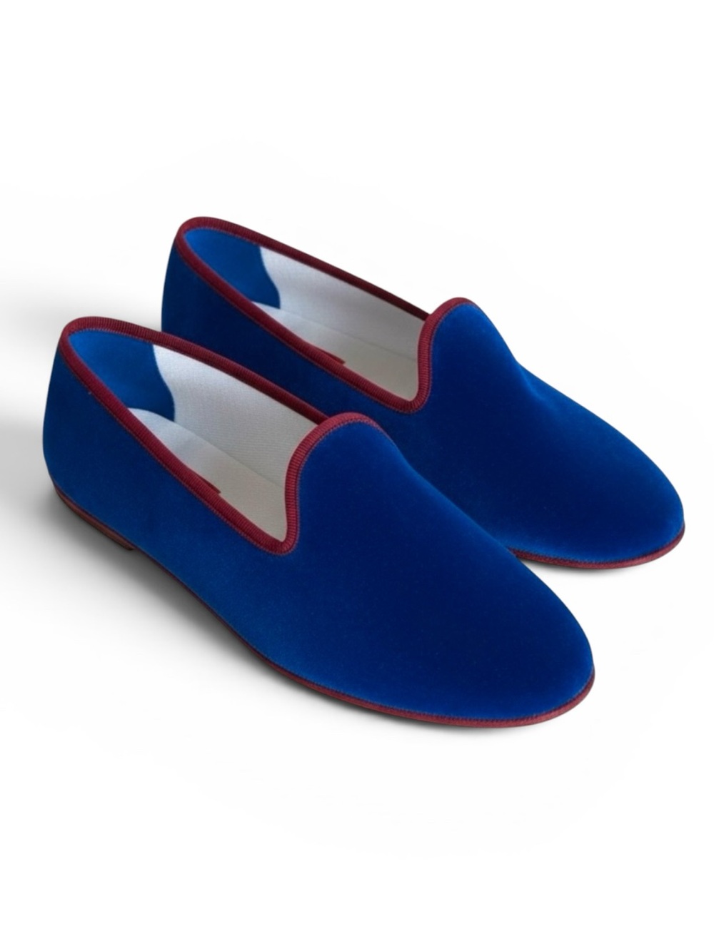 New Gallo Velvet Slip-On Loafers Red Trim Classic Dress Shoe Blue EU 41 (US 8)